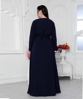Navy Blue Kaftan With Hand Embroidery And Cut Dana 5