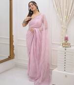Light Pink Kota Check Fabric Saree