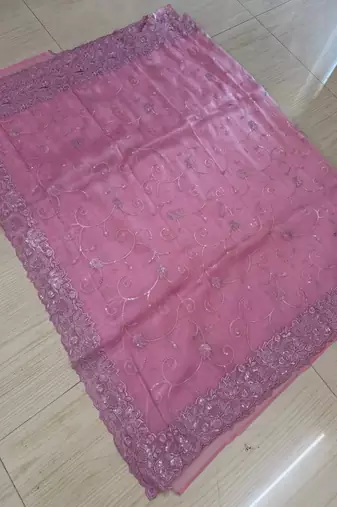 Light Pink Kota Check Fabric Saree