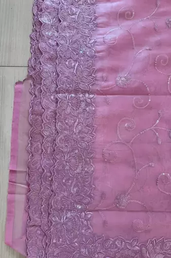 Light Pink Kota Check Fabric Saree