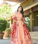 Dark Peach Viscose Gota Work Sequin Semi Stitch Lehenga