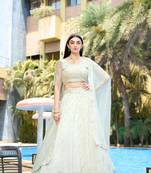 White Organza Zarkan Sequin Semi Stitch Lehenga