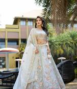 Light Grey Fendy Silk Zarkan Sequin Semi Stitch Lehenga