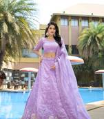 Lavender Organza Zarkan Sequin Semi Stitch Lehenga
