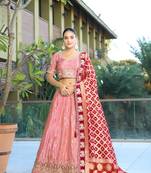 Pink Viscose Gota Work Semi Stitch Lehenga