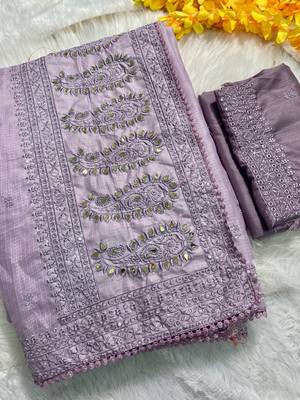 Lavender Kota Check Fabric Saree 5