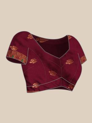 Purple paithani silk blend saree with unstitched blouse 5
