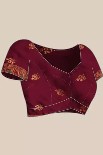 Purple paithani silk blend saree with unstitched blouse