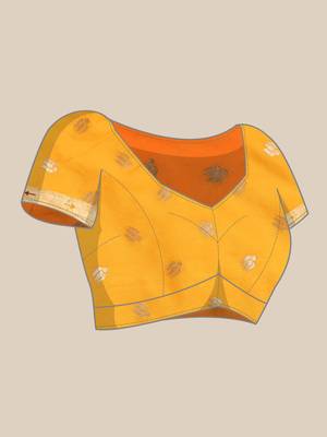 Yellow paithani silk blend saree with unstitched blouse 5