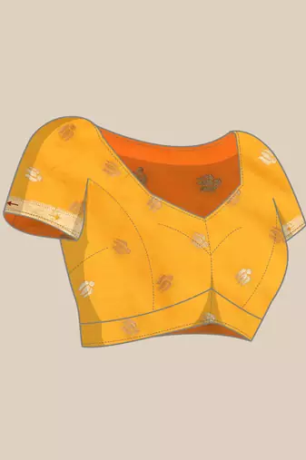Yellow paithani silk blend saree with unstitched blouse