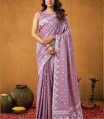 lavender spun floral contton jamdani saree