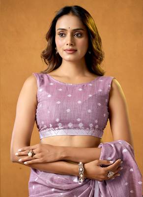 lavender spun floral contton jamdani saree 4