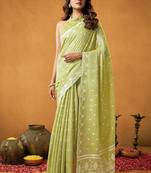 sea green spun floral cotton jamdani saree