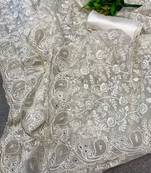 Off-White embroidered Organza Silk Saree