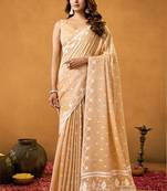 Mustard floral cotton floral jamdani saree