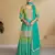 Sea green embroidery & sequence work chinon palazzo ( full stitched free size )