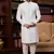 off white sherwani with imported jacquard silk and faux satin pajama for mens