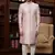 pink sherwani with imported jacquard silk and faux satin pajama for mens