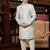 green imported jacquard silk sherwani with faux satin pajama for mens