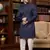 navy blue imported jacquard silk sherwani with faux satin pajama for mens