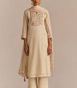 Buttercream embroidered kurta set