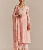 Crystal pink embroidered kurta set