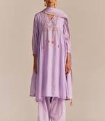 Pastel lilac mul-mul kurta set