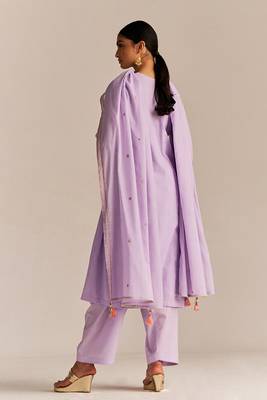 Pastel lilac mul-mul kurta set 4