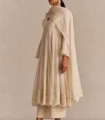 Off-white mul-mul anarkali kurta set