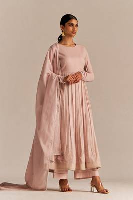Mauve chalk mul-mul anarkali kurta set 1