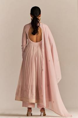 Mauve chalk mul-mul anarkali kurta set 2