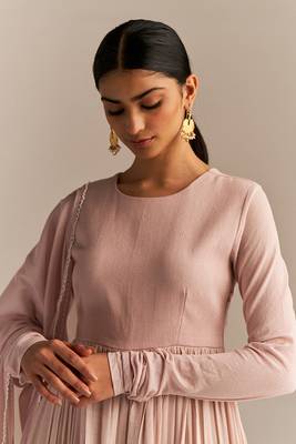 Mauve chalk mul-mul anarkali kurta set 5
