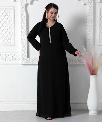 Fancy Jalabiya With Silver Embroidery And Belt 3