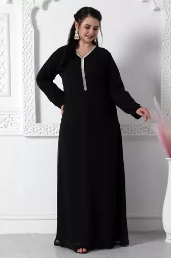 Fancy Jalabiya With Silver Embroidery And Belt