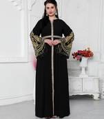 Big Flaired Sleeve Jalabiya With Golden Aari Embroidery