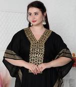 Gold Foil Boho Kaftan Dress With Block Print