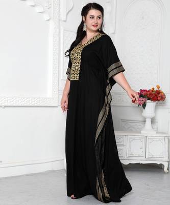 Gold Foil Boho Kaftan Dress With Block Print 2