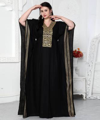 Gold Foil Boho Kaftan Dress With Block Print 5