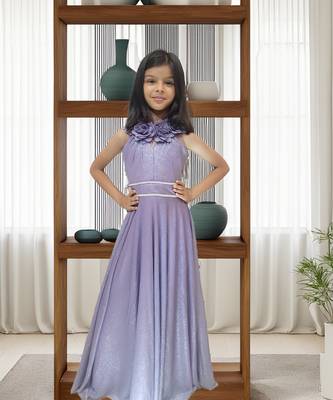 Purple Floral Neck Gown 1