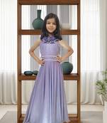 Purple Floral Neck Gown