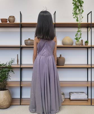 Purple Floral Neck Gown 2