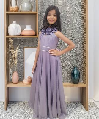 Purple Floral Neck Gown 4