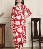 women's cotton botanical floral printed kurta with pant
