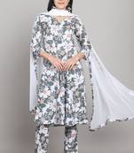 cotton blend  floral printed kurta & pant with dupatta