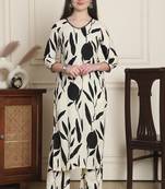 women's cotton botanical floral printed kurta with pant