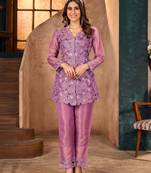Purple embroidered cotton jimmy lily co ord sets