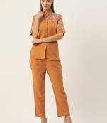 Orange embroidered cotton tushki orange co ord sets