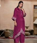 Wine embroidered cotton irene mulberry co ord sets