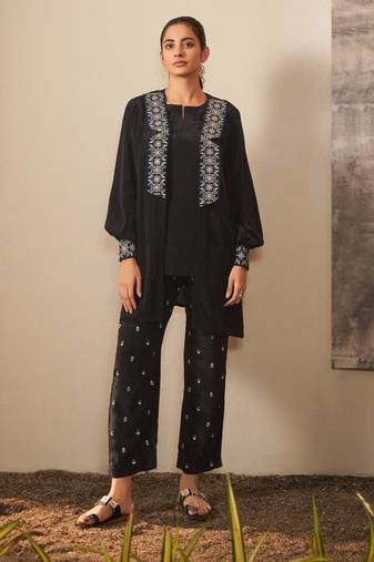 Black embroidered cotton arohi onyx co ord sets