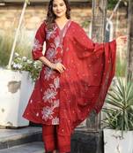 Cotton cambric kurti pant dupatta set